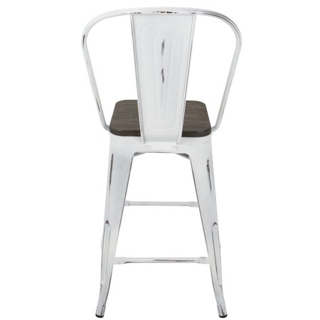 Lumisource Oregon High Back Counter Stool in Vintage White and Espresso, PK 2 CS-ORHB VW+E2